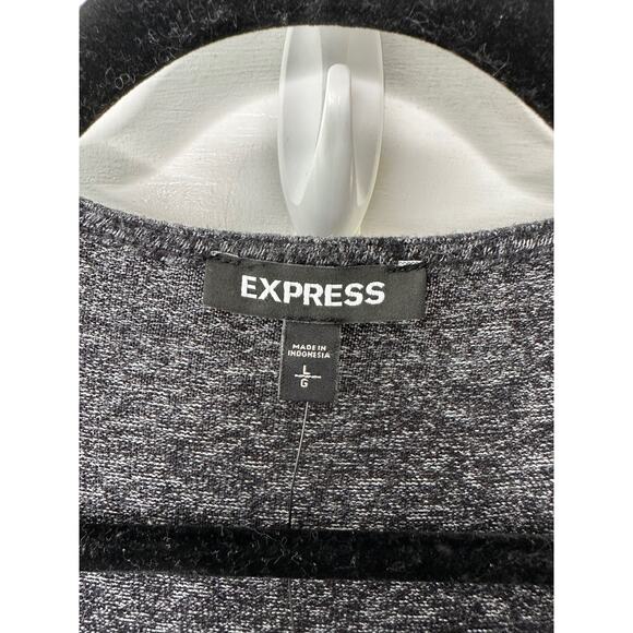 Express Charcoal Gray Soft Long Sleeve Faux Wrap Dress Women's Large New - Picture 9 of 10